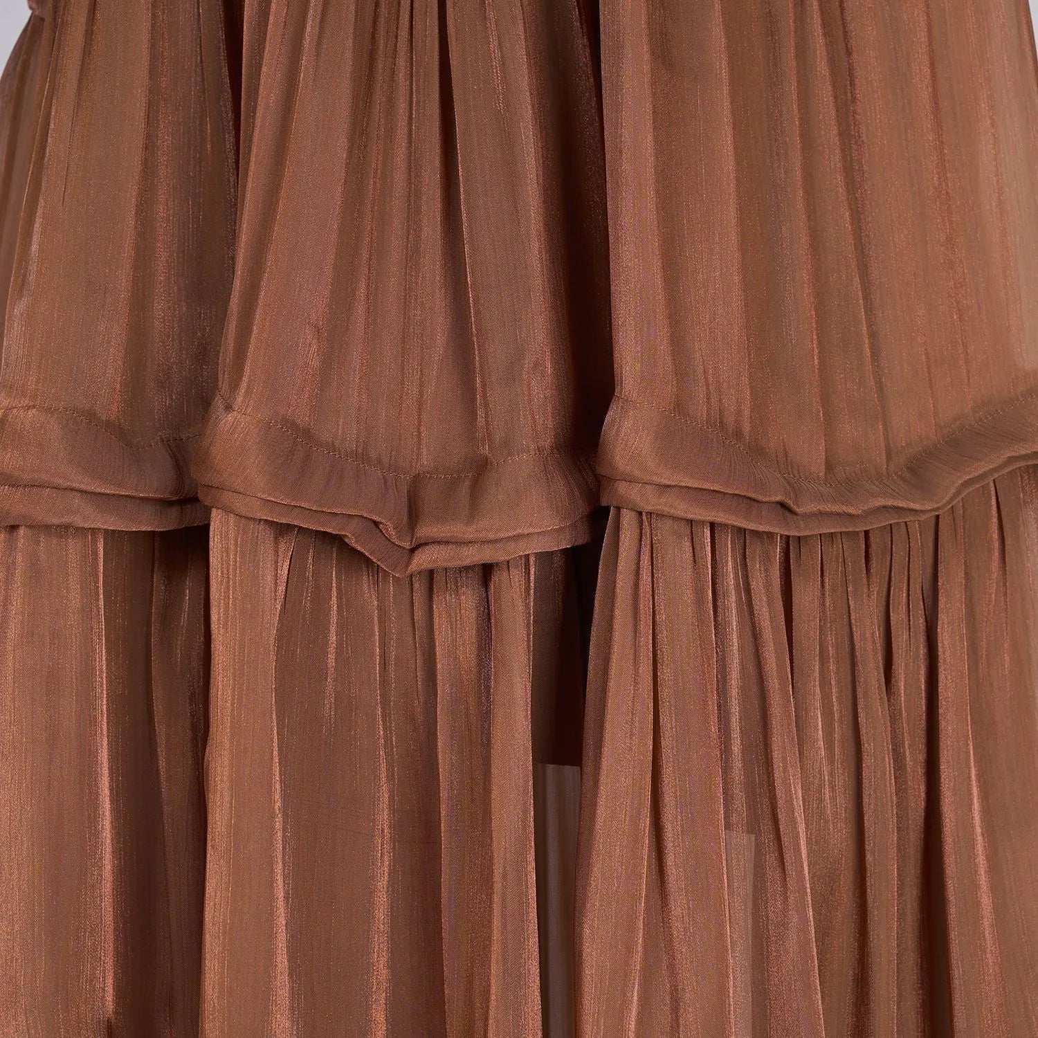 Women's V-neck Lantern Sleeve Fitted Waist Pleated Long Silk Dress with Belt