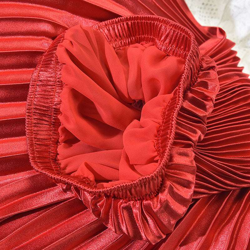 Women's Retro Fashion High Waist Pleated Long Skirt