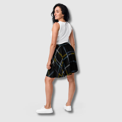 Custom Women's Black Checkered Skater Skirt | PERSONALIZED - ChoreGirl