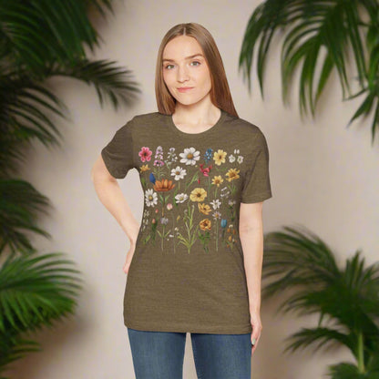 Custom Unisex Vintage Gardening Style Flower Jersey Short Sleeve Tee | PERSONALIZED - ChoreGirl