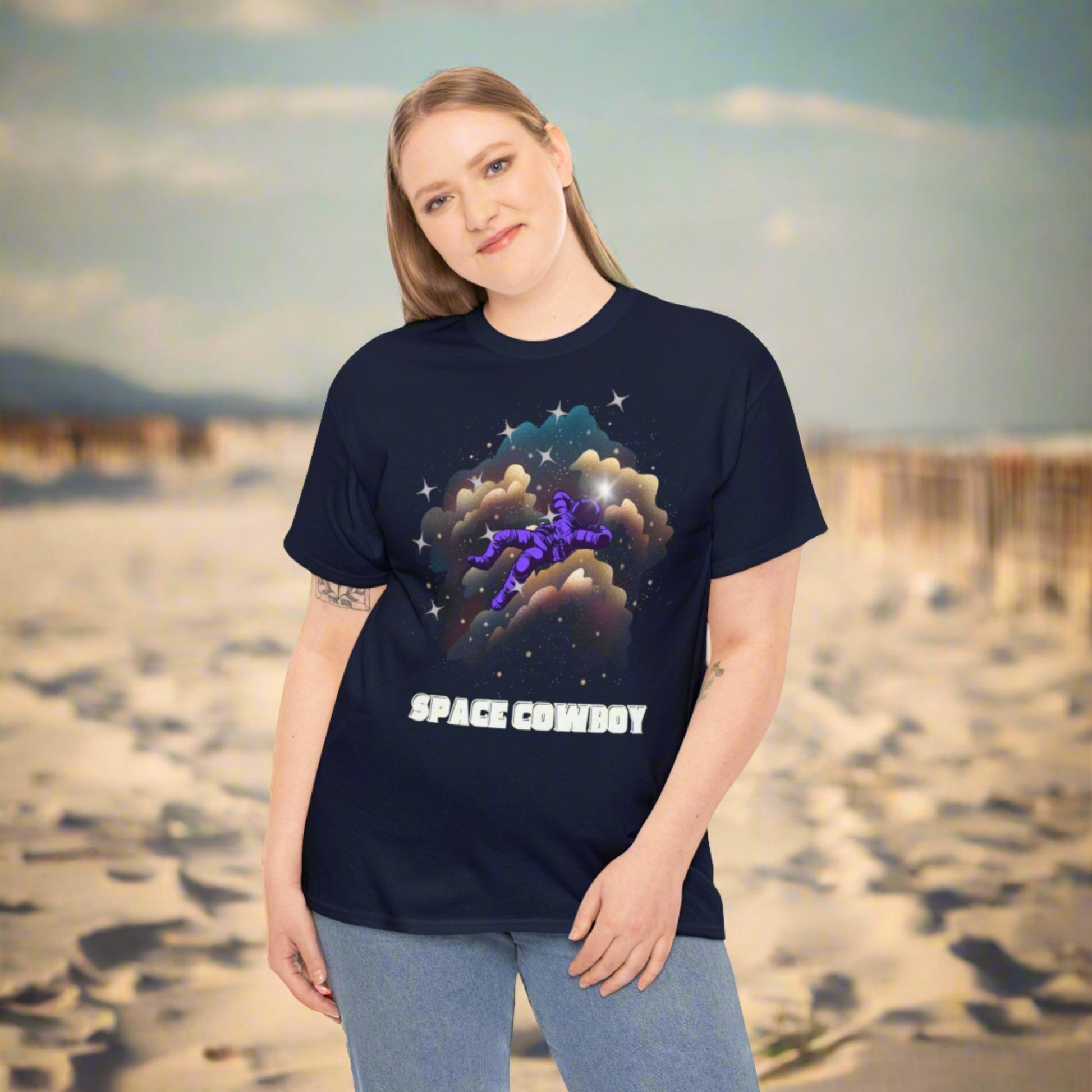 Custom Unisex Space Cowboy Heavy Cotton Tee T-Shirt | PERSONALIZED - ChoreGirl