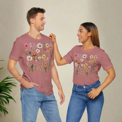 Custom Unisex Vintage Gardening Style Flower Jersey Short Sleeve Tee | PERSONALIZED - ChoreGirl