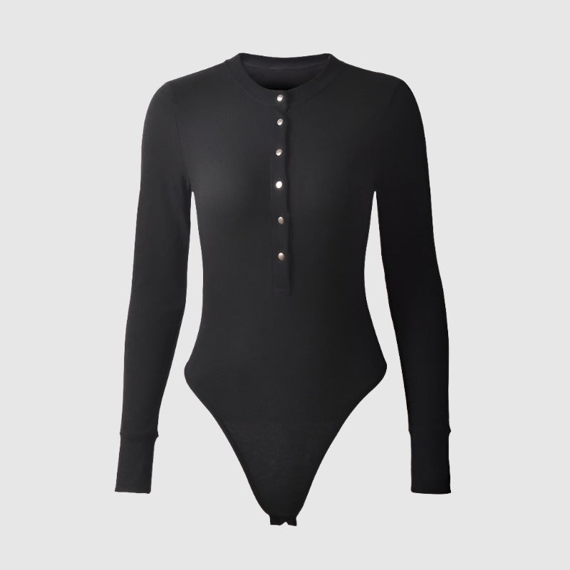 Women's Long Sleeved Low Cut V-Neck Bodysuit - ChoreGirl