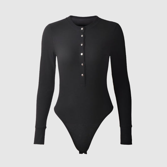 Women's Long Sleeved Low Cut V-Neck Bodysuit - ChoreGirl
