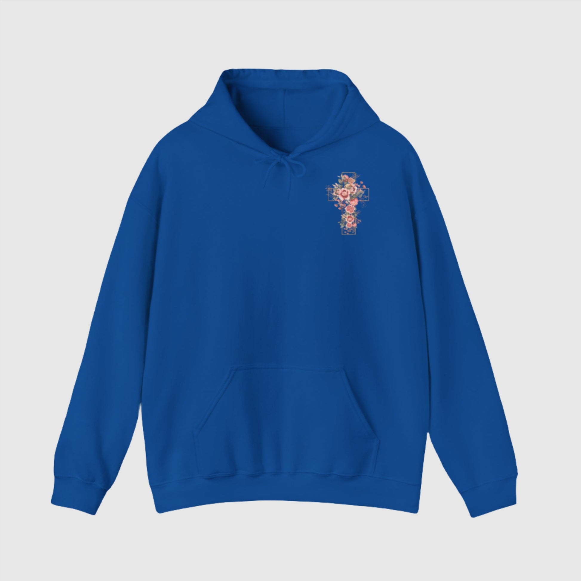 Custom Unisex Blooming Flower Cross Heavy Blend Hoodie | PERSONALIZED - ChoreGirl