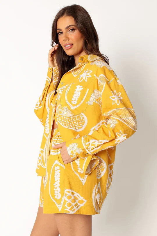 Women's Casual Fruit Printed Short Sleeved Shirt and Shorts Outfit Set - ChoreGirl