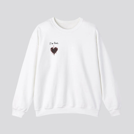 Custom Unisex Anti Valentine's Day I'm fine. Heavy Blend Crewneck Sweatshirt | PERSONALIZED - ChoreGirl