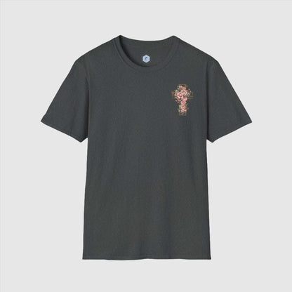 Custom Unisex Blooming Flower Cross Softstyle T-Shirt | PERSONALIZED - ChoreGirl