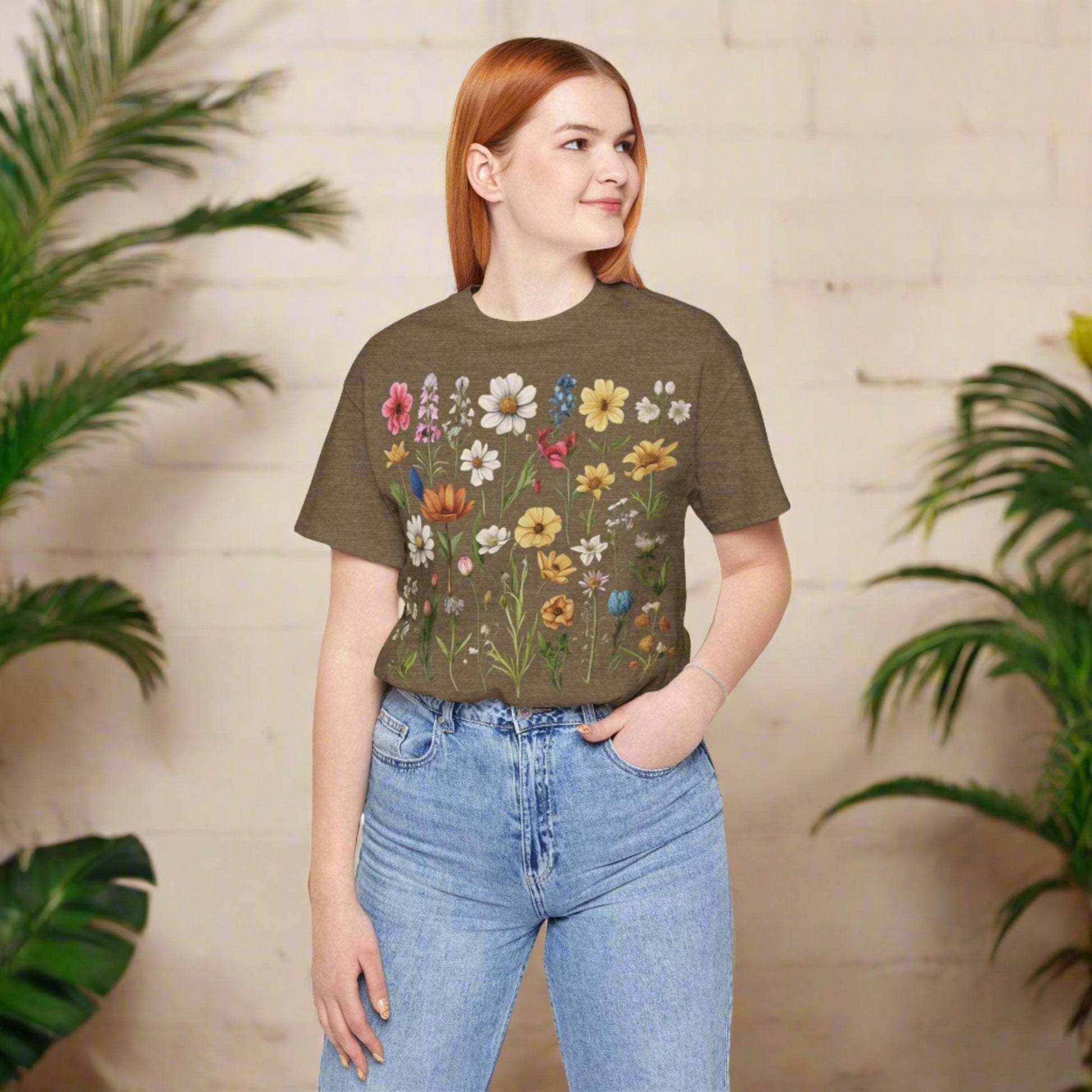 Custom Unisex Vintage Gardening Style Flower Jersey Short Sleeve Tee | PERSONALIZED - ChoreGirl
