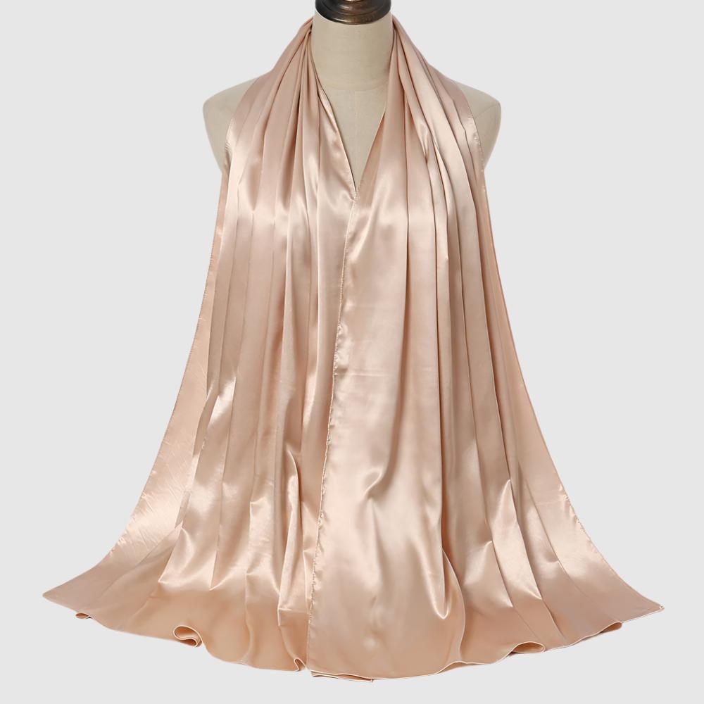 Women's Elegant Pure Color Pearl Satin Scarf - ChoreGirl