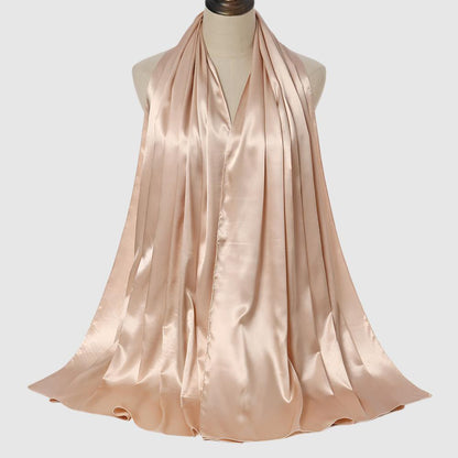 Women's Elegant Pure Color Pearl Satin Scarf - ChoreGirl