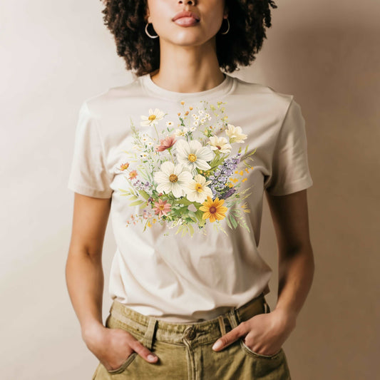 Custom Unisex Boho Cottagecore Style Wildflowers Jersey Short Sleeve Tee | PERSONALIZED - ChoreGirl