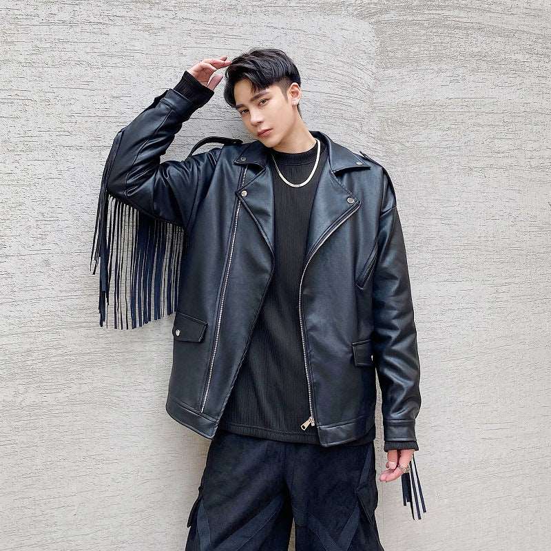 Men's PU Leather Motorcycle Style Jacket - ChoreGirl