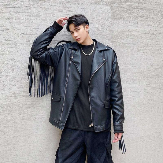 Men's PU Leather Motorcycle Style Jacket - ChoreGirl