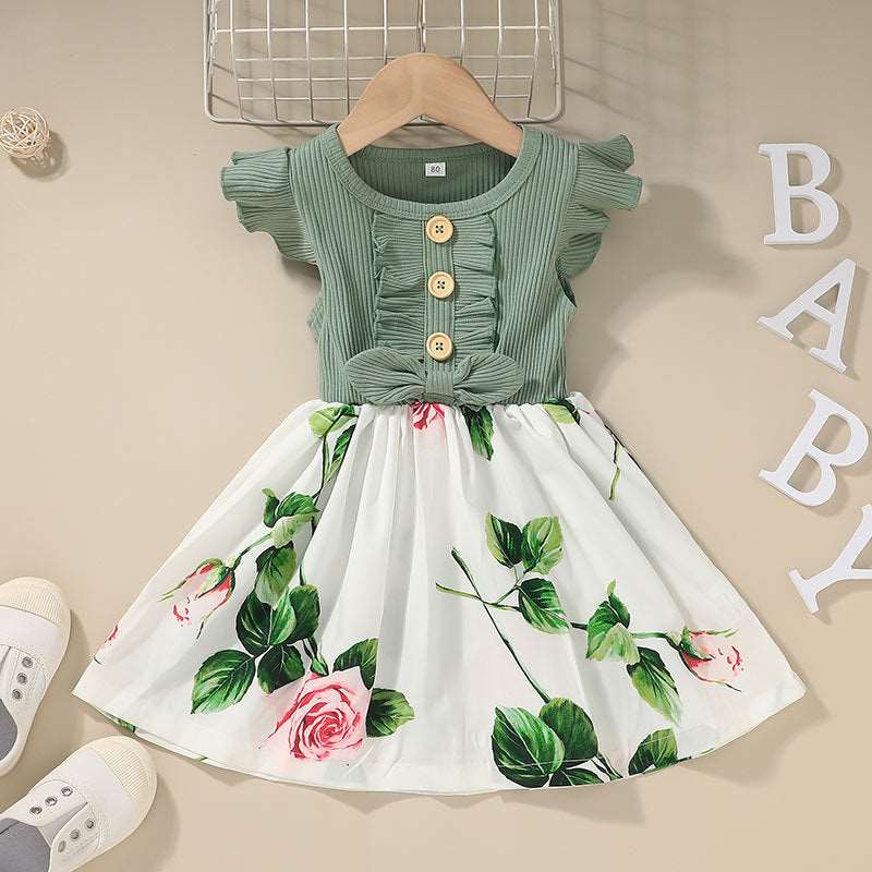 Baby Girl Vintage Bow Floral Dress - ChoreGirl