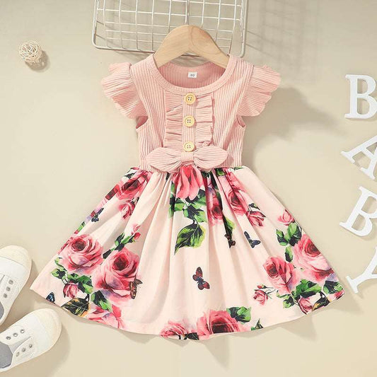 Baby Girl Vintage Bow Floral Dress - ChoreGirl