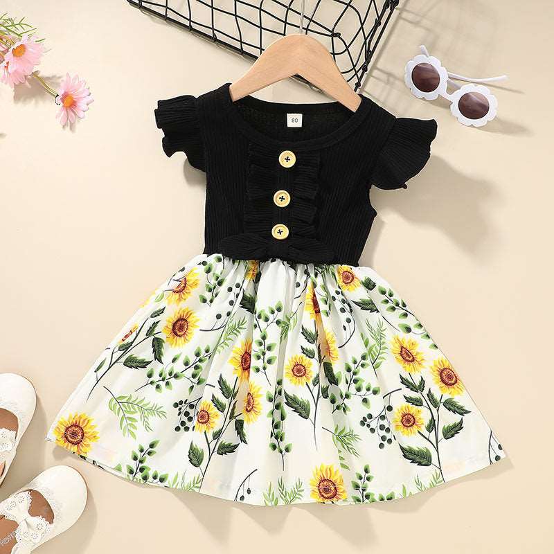 Baby Girl Vintage Bow Floral Dress - ChoreGirl