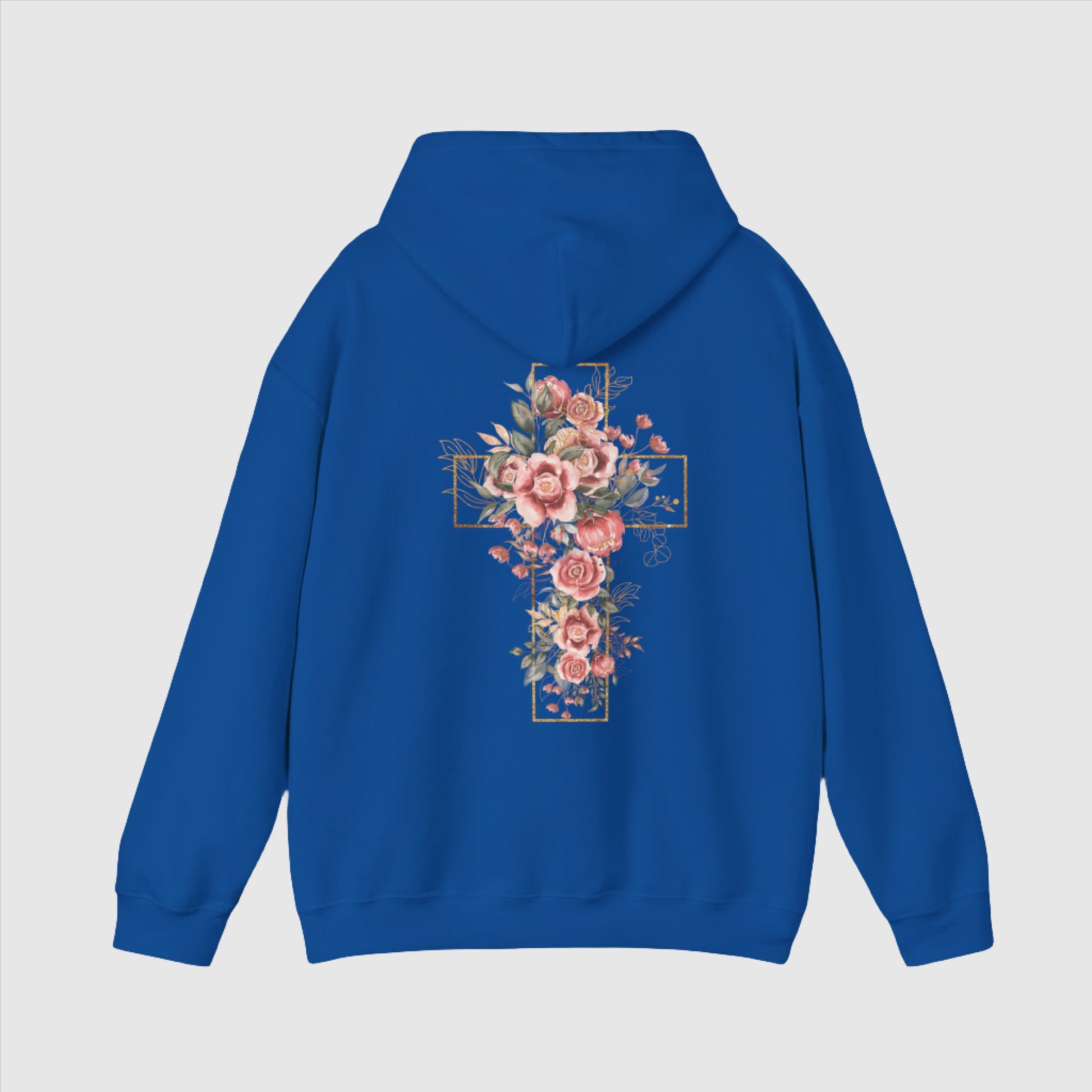 Custom Unisex Blooming Flower Cross Heavy Blend Hoodie | PERSONALIZED - ChoreGirl