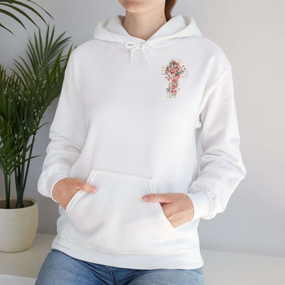 Custom Unisex Blooming Flower Cross Heavy Blend Hoodie | PERSONALIZED - ChoreGirl