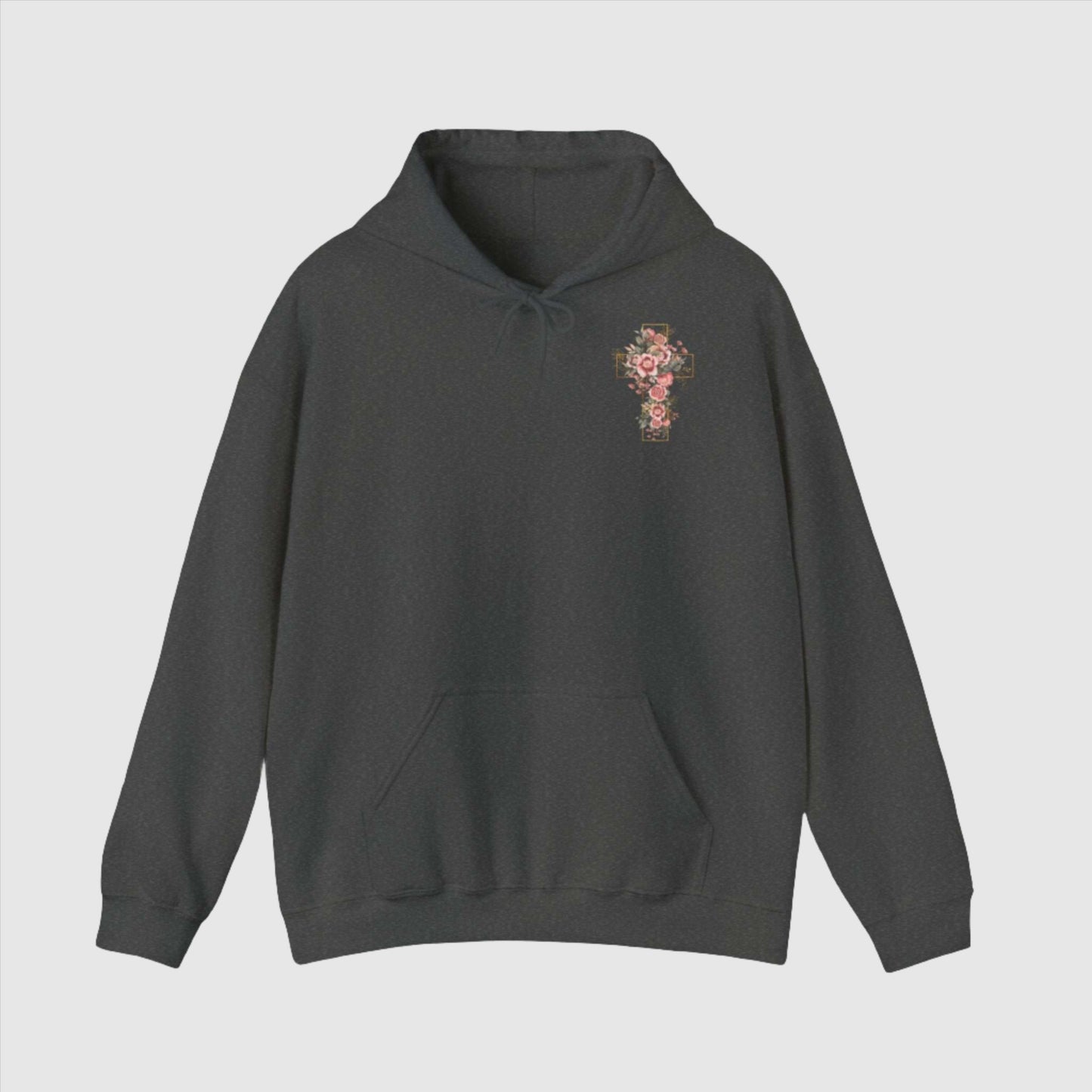 Custom Unisex Blooming Flower Cross Heavy Blend Hoodie | PERSONALIZED - ChoreGirl