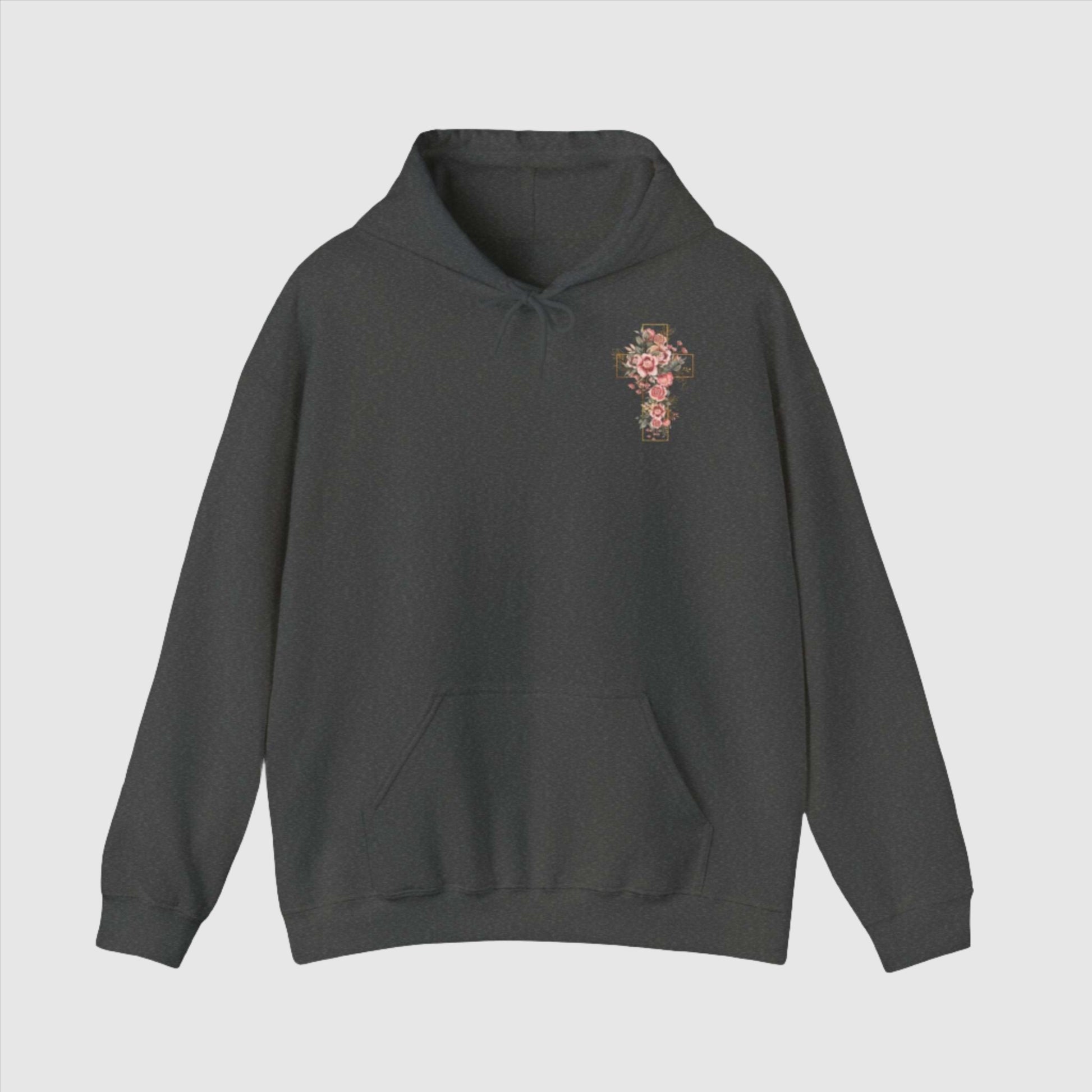 Custom Unisex Blooming Flower Cross Heavy Blend Hoodie | PERSONALIZED - ChoreGirl