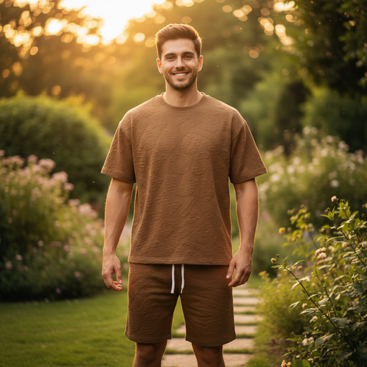 Elegant Casual Exercise Homewear T-Shirt & Shorts Set - Men