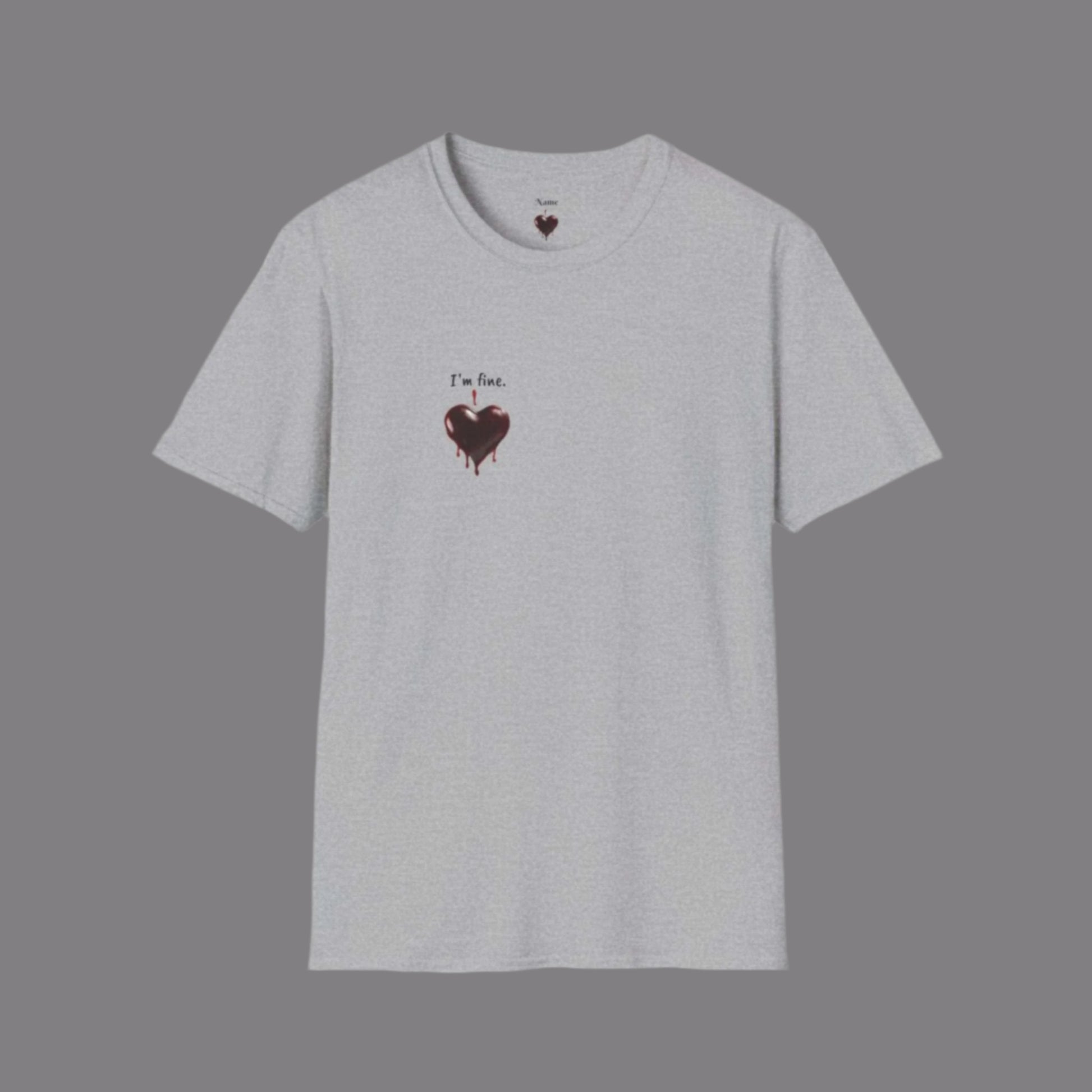Custom Unisex Bloody Valentine Anti Valentine's Day I'm fine. Softstyle T-Shirt | PERSONALIZED - ChoreGirl