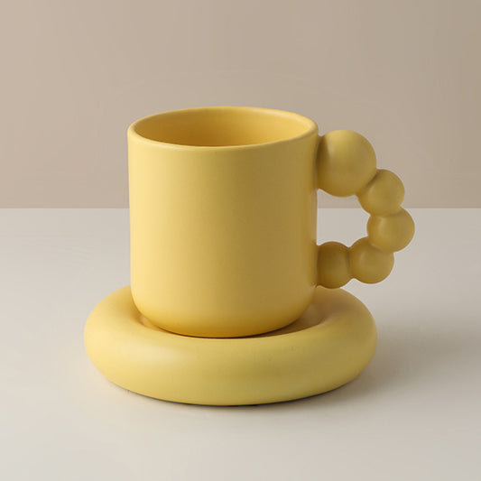 Bubbly Curvy Ceramic Mug with coaster, 300 ml - ChoreGirl