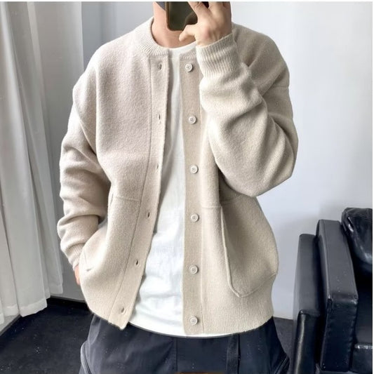 Men's Loose Thick Wool Button-up Cardigan - ChoreGirl