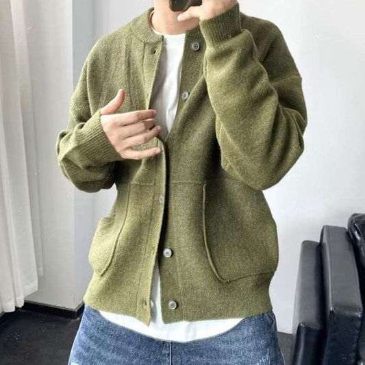 Men's Loose Thick Wool Button-up Cardigan - ChoreGirl