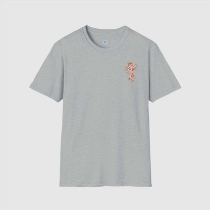 Custom Unisex Blooming Flower Cross Softstyle T-Shirt | PERSONALIZED - ChoreGirl