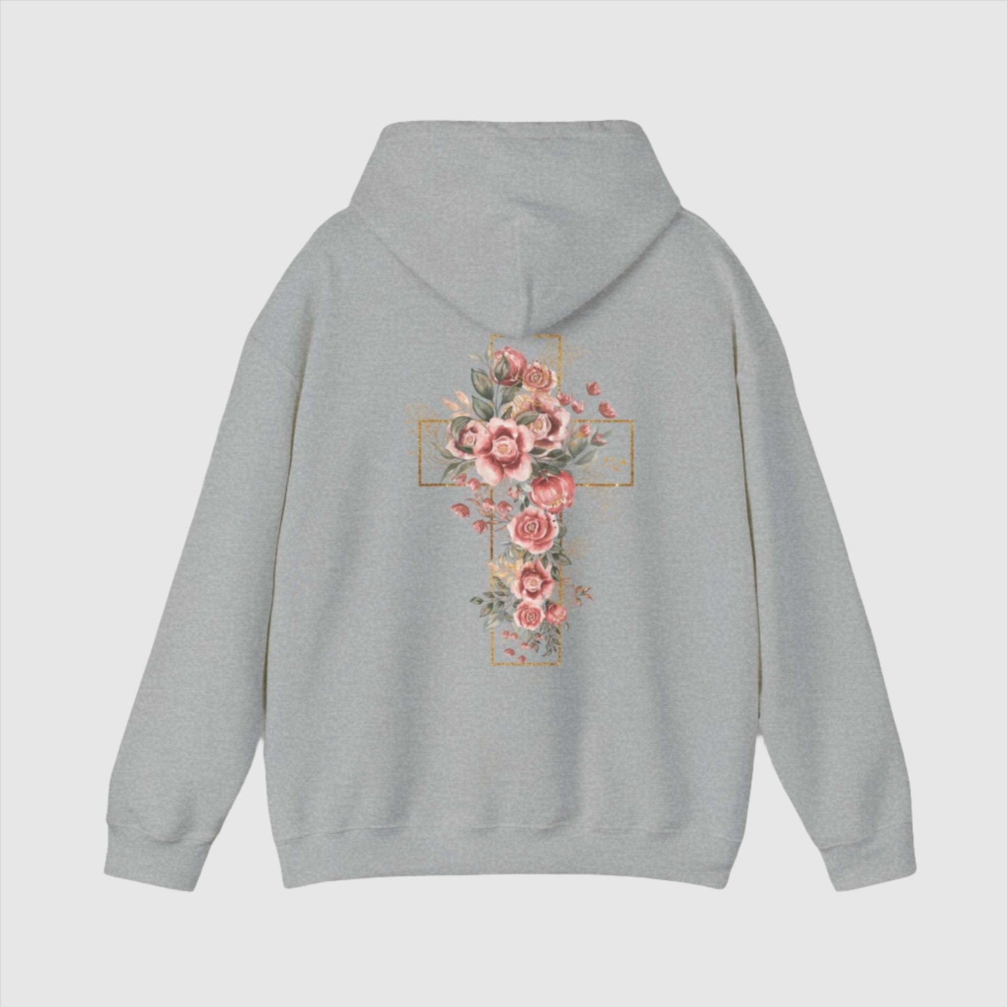 Custom Unisex Blooming Flower Cross Heavy Blend Hoodie | PERSONALIZED - ChoreGirl