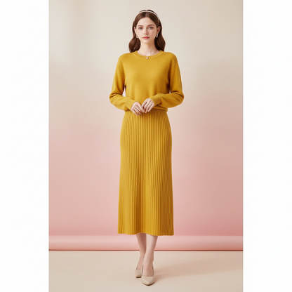 Elegant Knit Jumper & V-Neck Dress Two-Piece Set - Women