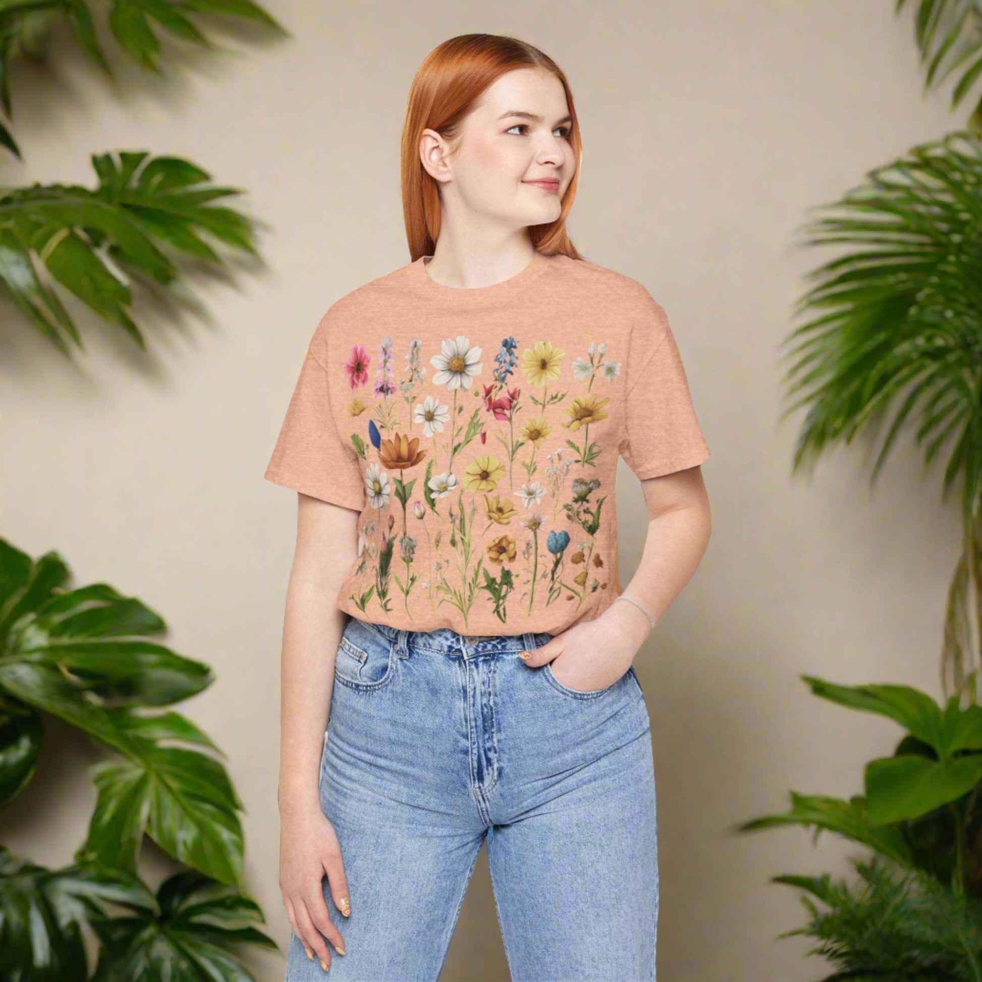 Custom Unisex Vintage Gardening Style Flower Jersey Short Sleeve Tee | PERSONALIZED - ChoreGirl