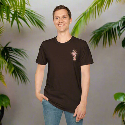 Custom Unisex Blooming Flower Cross Softstyle T-Shirt | PERSONALIZED - ChoreGirl