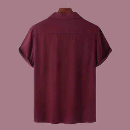 Men's Casual Solid Color Short Sleeved Button-up Shirt - ChoreGirl