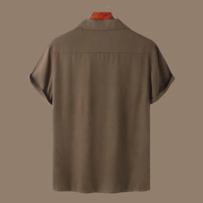 Men's Casual Solid Color Short Sleeved Button-up Shirt - ChoreGirl
