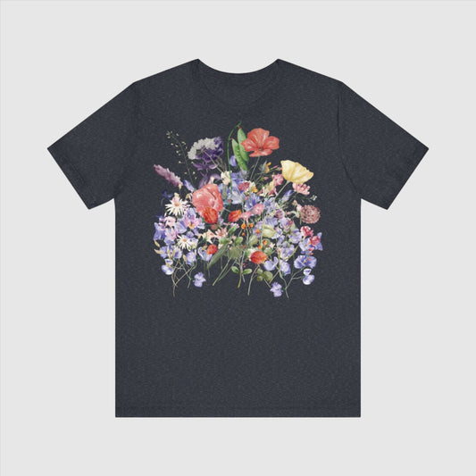 Custom Unisex Pressed Wild Flower Cottagecore Style Jersey Short Sleeve Tee | PERSONALIZED - ChoreGirl
