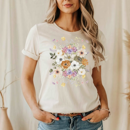 Custom Unisex Botanical Wildflowers Cottagecore Style Jersey Short Sleeve Tee | PERSONALIZED - ChoreGirl
