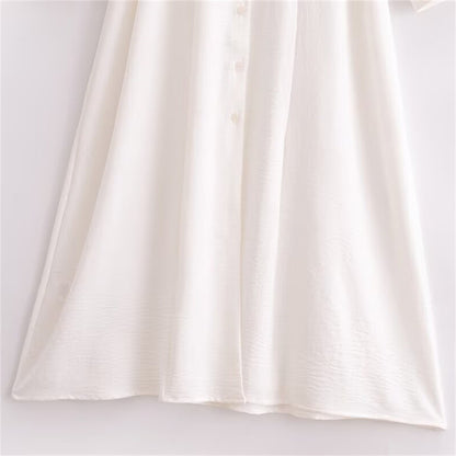 Women's White Thin Shirt Dress with Belt - ChoreGirl