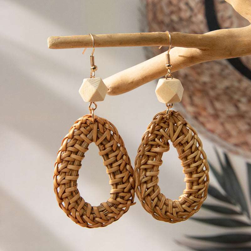 Women's Vintage Wood Drop Shape Earrings - ChoreGirl
