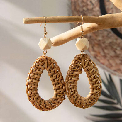 Women's Vintage Wood Drop Shape Earrings - ChoreGirl