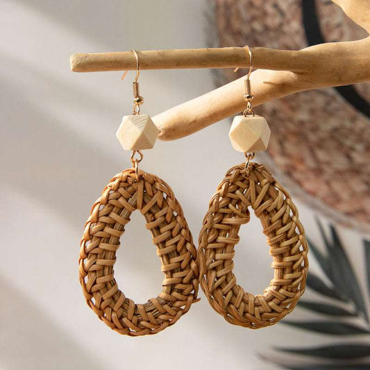 Women's Vintage Wood Drop Shape Earrings - ChoreGirl