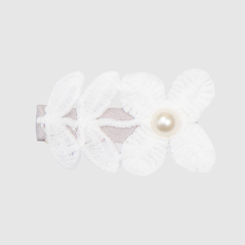 Girls Flower Bow Tie Lace Pearl Barrettes Hair Accessories Set - ChoreGirl