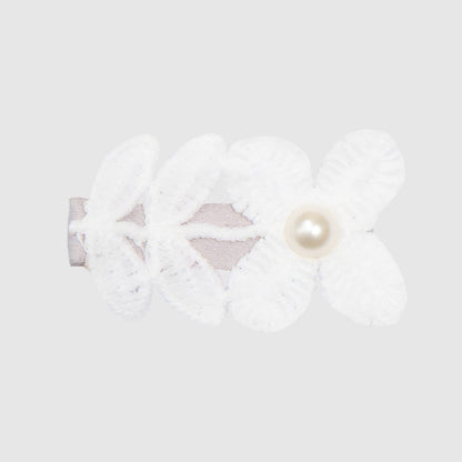 Girls Flower Bow Tie Lace Pearl Barrettes Hair Accessories Set - ChoreGirl