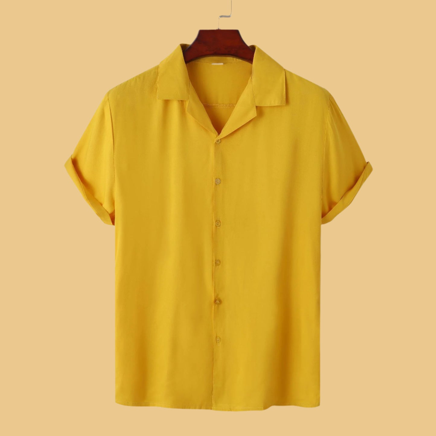 Men's Casual Solid Color Short Sleeved Button-up Shirt - ChoreGirl