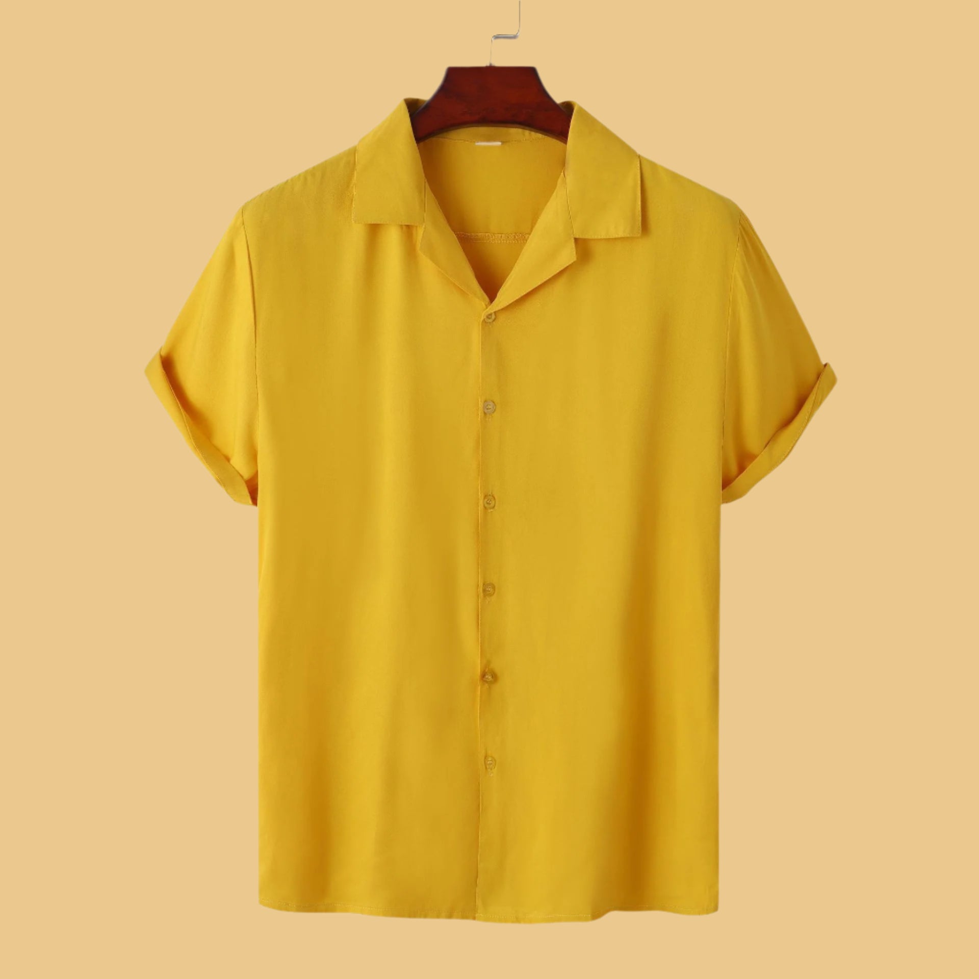 Men's Casual Solid Color Short Sleeved Button-up Shirt - ChoreGirl
