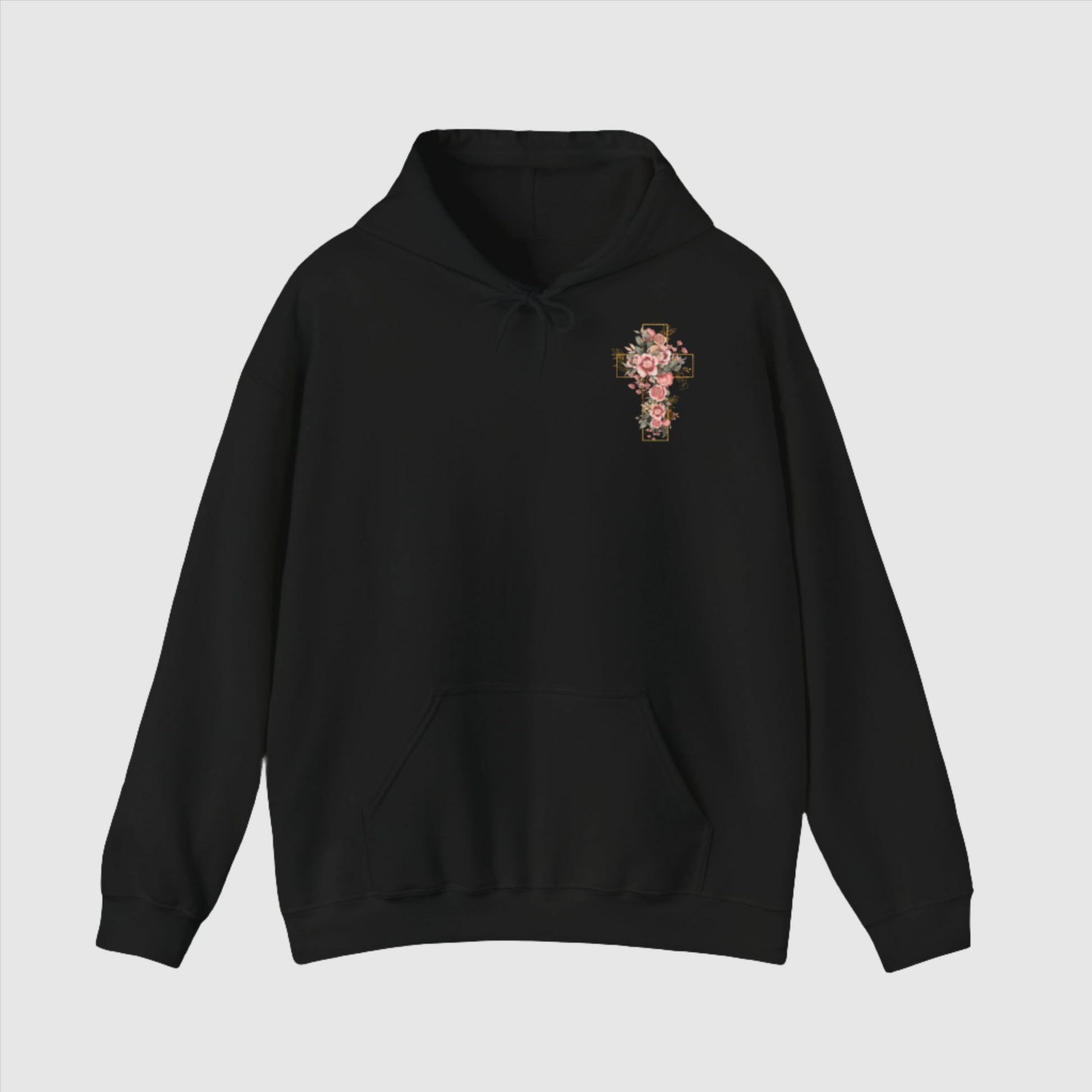 Custom Unisex Blooming Flower Cross Heavy Blend Hoodie | PERSONALIZED - ChoreGirl