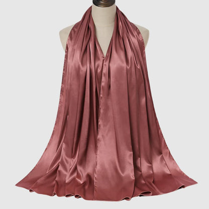 Women's Elegant Pure Color Pearl Satin Scarf - ChoreGirl
