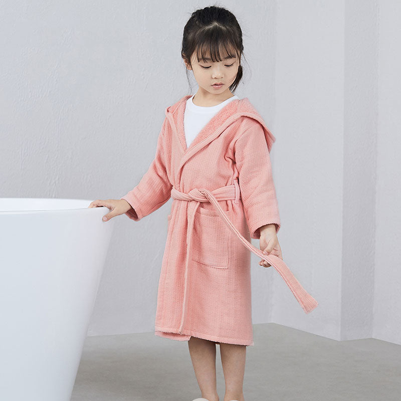 Kids Cotton Towel Material Long Sleeved Bathrobe - ChoreGirl